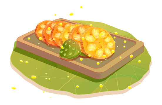 蜜汁藕插畫藕片插畫手繪藕片