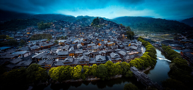 鳳凰古城全景航拍