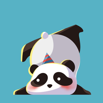 Q版可愛戴帽子的小熊貓