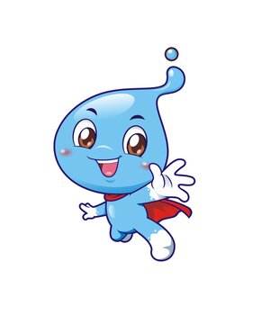 卡通可愛水滴精靈邀請形象矢量圖