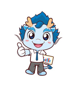 卡通可愛(ài)小龍商務(wù)經(jīng)理點(diǎn)贊形象
