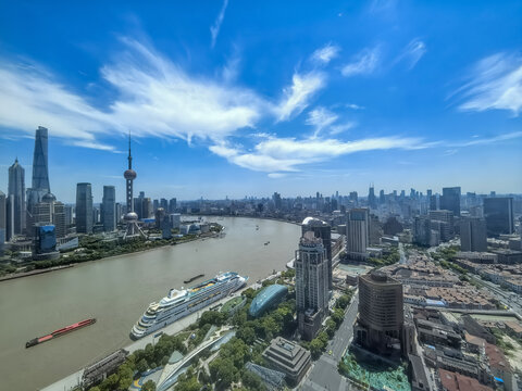 上海北外灘俯拍浦江兩岸風光