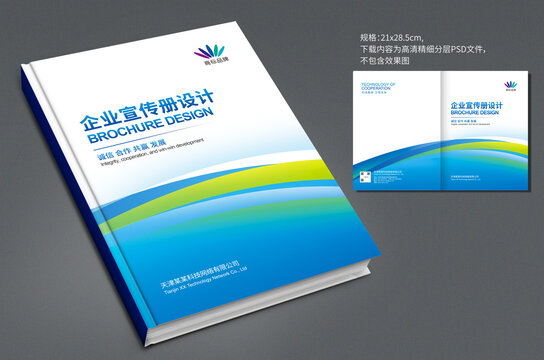 藍(lán)綠色線條公司宣傳畫(huà)冊(cè)封面封皮