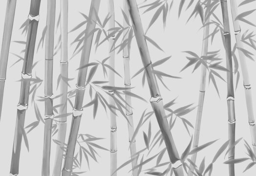 清新新中式竹林意境背景墻