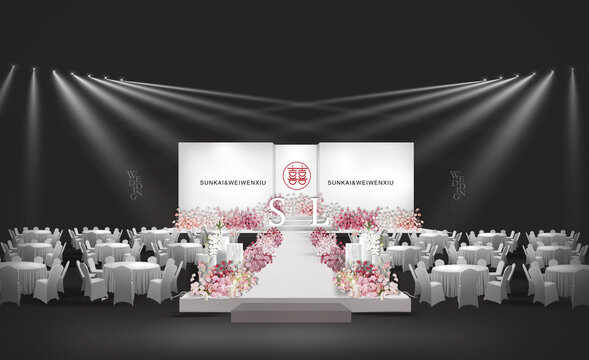 白粉簡約的婚禮效果圖