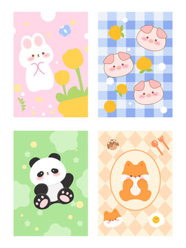 小動物插畫本子封面