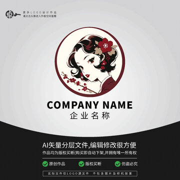 民國風旗袍卡通頭像時尚LOGO