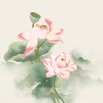 水墨荷花