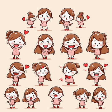 卡通可愛女孩頭像貼紙表情包