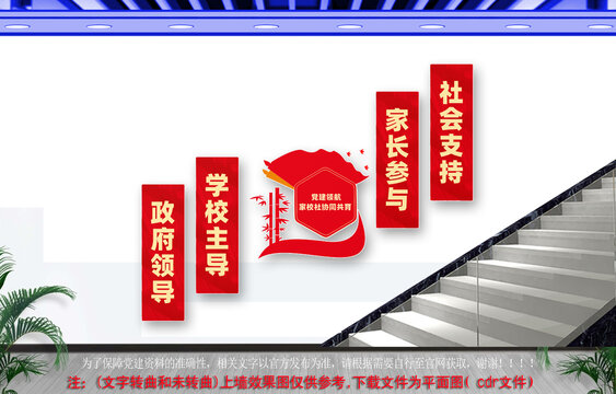 黨建領航家校社共育樓梯文化墻