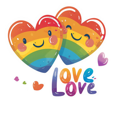 彩虹愛心卡通英文love