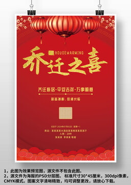 紅色中國(guó)風(fēng)喬遷之喜邀請(qǐng)函海報(bào)