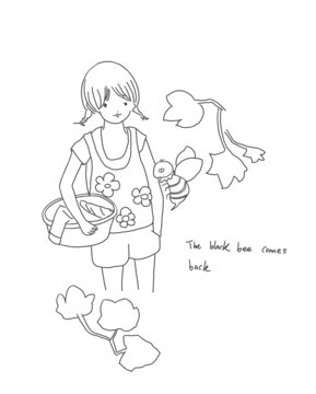 手繪漫畫(huà)插畫(huà)蜜蜂回來(lái)了