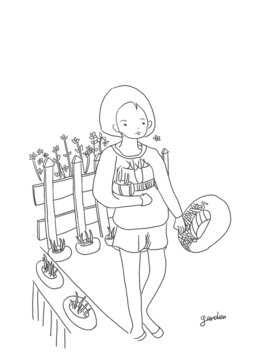 手繪漫畫插畫花園