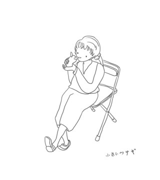 手繪漫畫插畫摸小兔子
