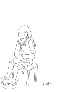 手繪漫畫插畫泡腳放松