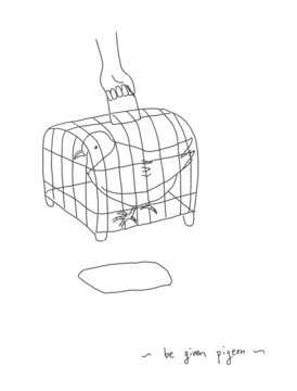 手繪漫畫插畫鴿子籠