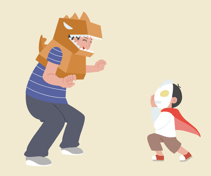 父親節(jié)手繪插畫插圖親子互動(dòng)
