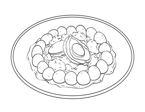 中國(guó)傳統(tǒng)美食閩菜翡翠珍珠鮑線稿