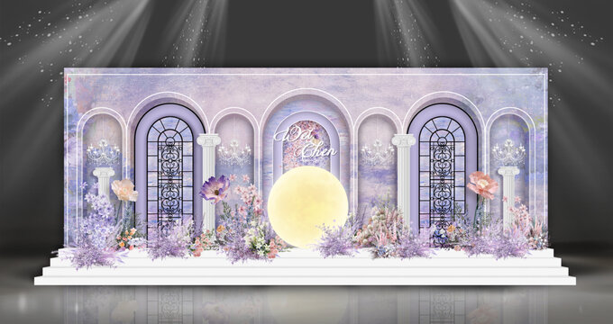 莫奈紫色花園風(fēng)婚禮舞臺