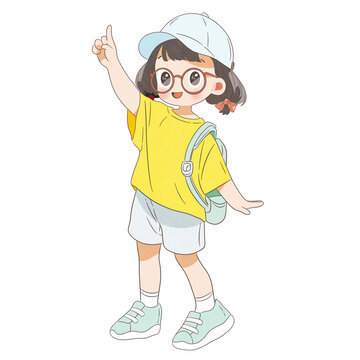 眼鏡女孩學(xué)霸學(xué)生卡通圖案