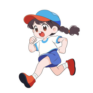 運(yùn)動會跑步小女孩卡通圖案
