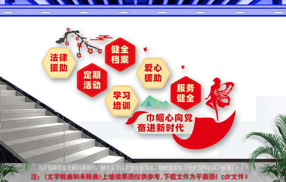 巾幗心向黨樓道文化墻