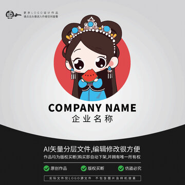 漢服卡通盲盒小姐姐國潮LOGO
