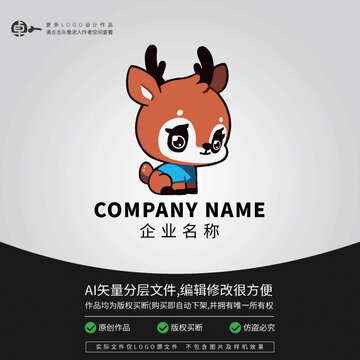 小鹿運動體育卡通動物L(fēng)OGO
