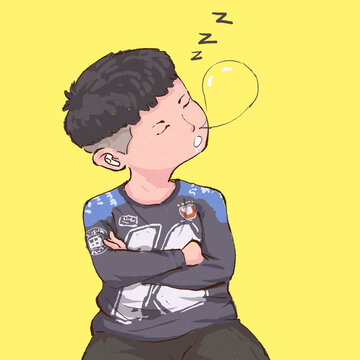 卡通男孩睡覺打呼嚕