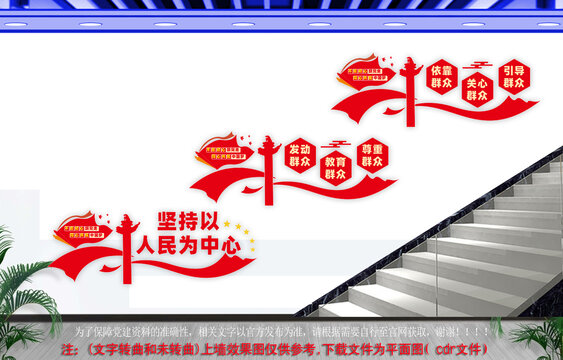 堅(jiān)持以人民為中心樓梯文化墻