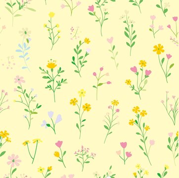 黃色小碎花植物花卉圖案