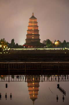 陜西西安大雁塔夜景風(fēng)光