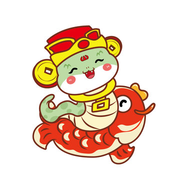 2025蛇年卡通年年有余圖案