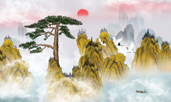 金色山水畫