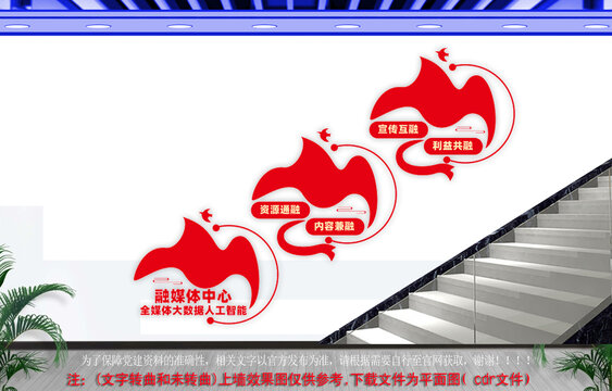 融媒體中心樓梯文化墻