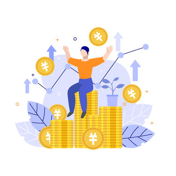 金融理財(cái)商務(wù)金幣扁平矢量插畫
