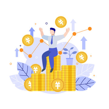 金融理財(cái)商務(wù)金幣扁平矢量插畫