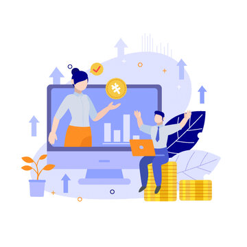 金融理財商務(wù)金幣扁平矢量插畫