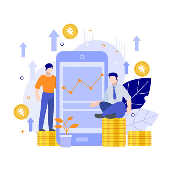 金融理財商務(wù)金幣扁平矢量插畫