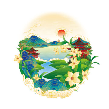 石斛國風手繪