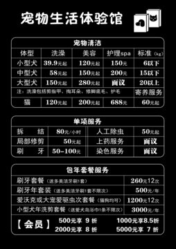 寵物洗護體驗館價格表