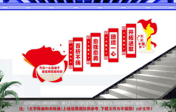 萬眾一心加油干樓梯文化墻
