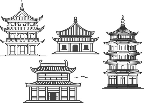 中國(guó)建筑黑白簡(jiǎn)筆畫(huà)