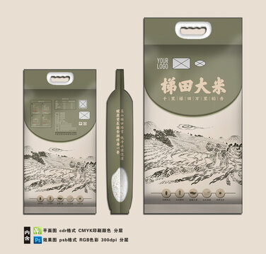 梯田大米五斤袋子