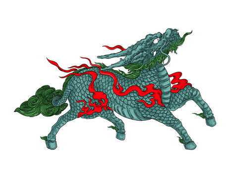 國潮手繪麒麟