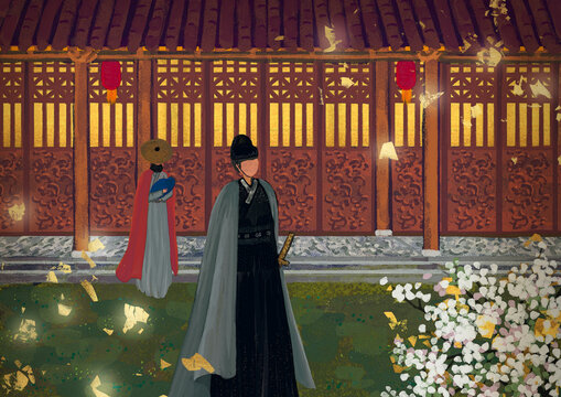 古代夜晚庭院的談話