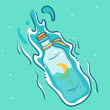 浮在水面的漂流瓶