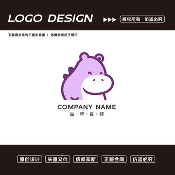 卡通河馬logo標(biāo)志