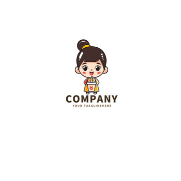 可愛奶茶店logo